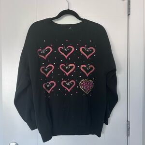 Vintage Marco Pecci Sweatshirt | 90s Crewneck Pink Hearts Graphic Pullover Cozy